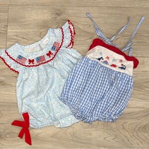 2 Baby Girl Patriotic‎ Rompers